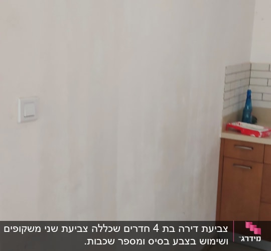 קיר צבוע חלקית עם סימני צבע שונים